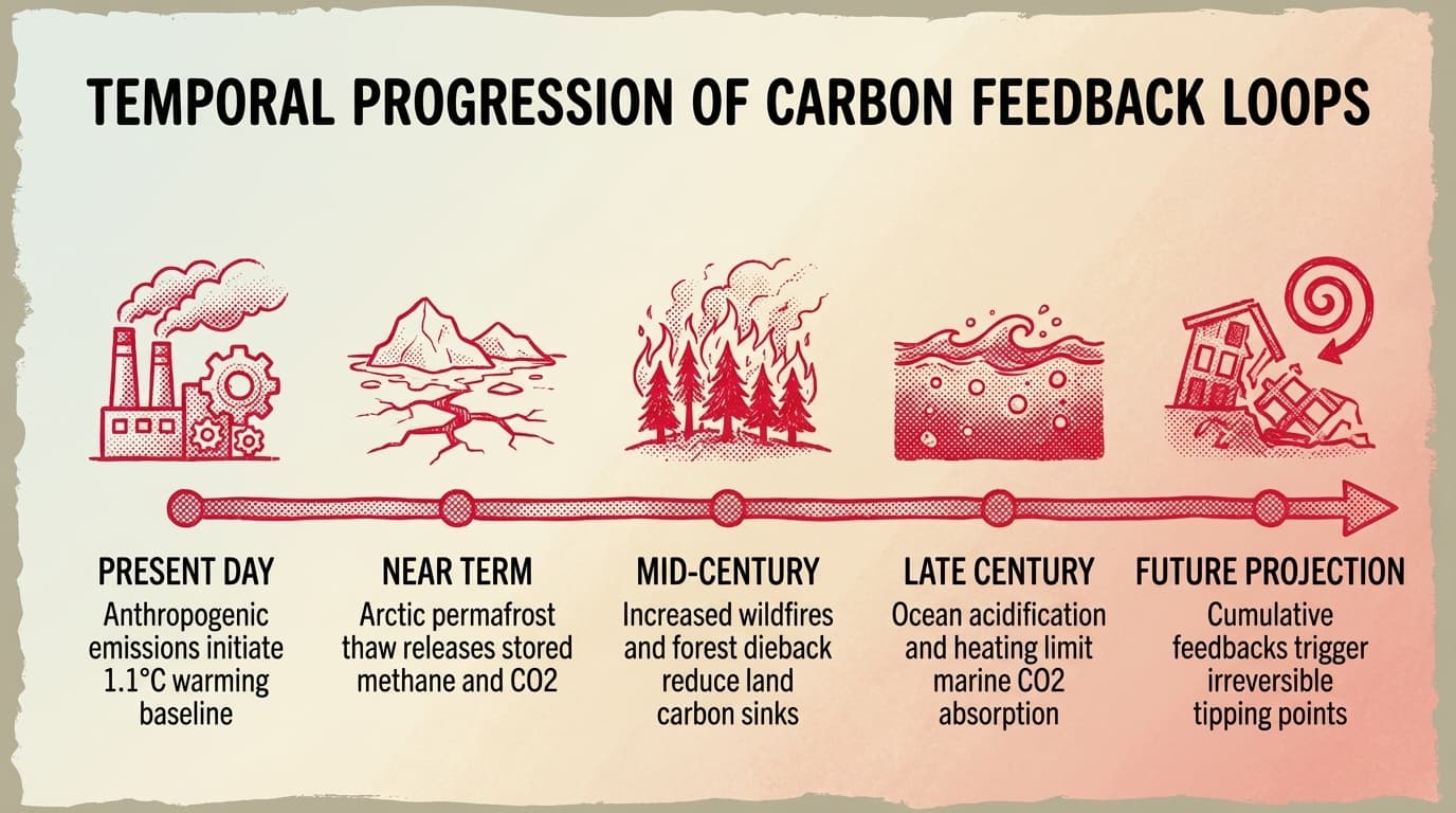 Temporal Progression of Carbon Feedback Loops