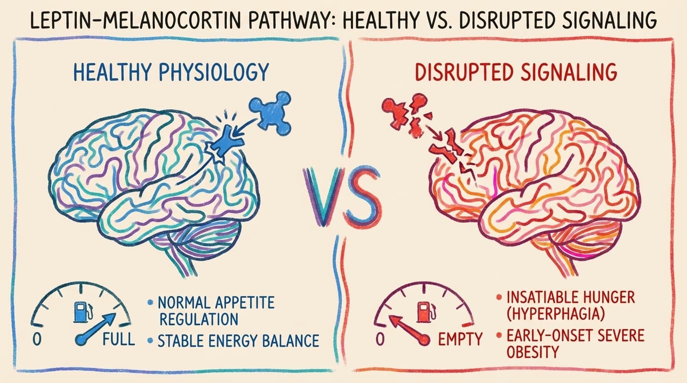 Leptin-Melanocortin Pathway: Healthy vs. Disrupted Signaling