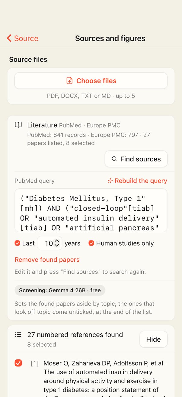 Sources and figures on the iPhone: the literature search and the papers found.